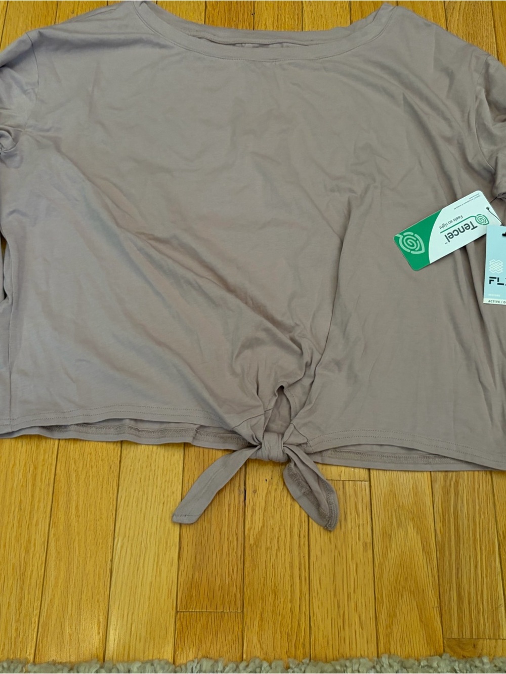 Tie-Front Long Sleeve Tee in light purple